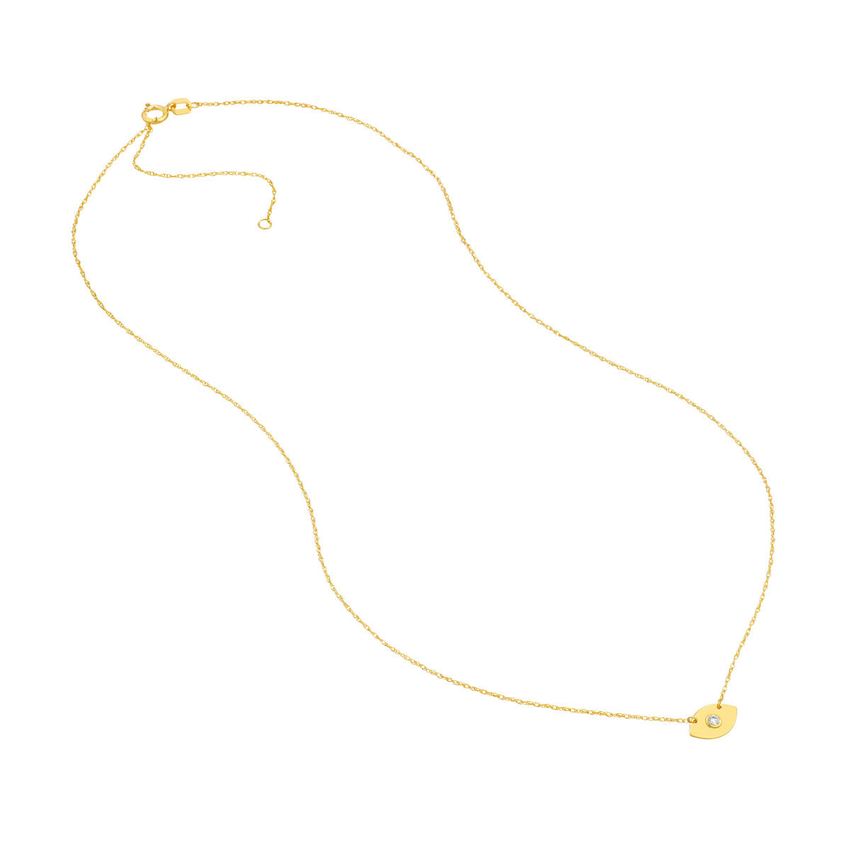 14K Gold Diamond Adjustable Necklace So You Diamond Evil Eye Necklace