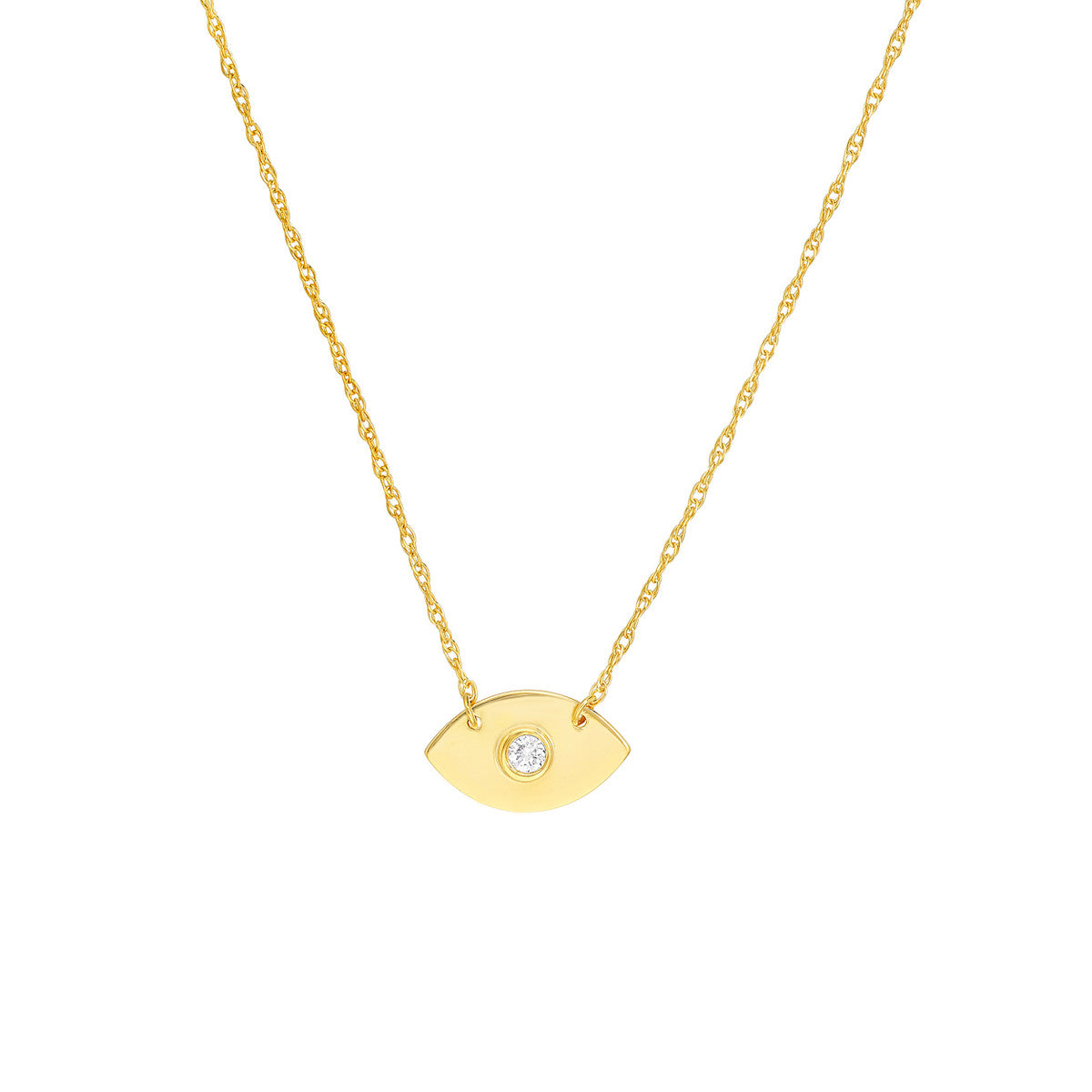 14K Gold Diamond Adjustable Necklace So You Diamond Evil Eye Necklace