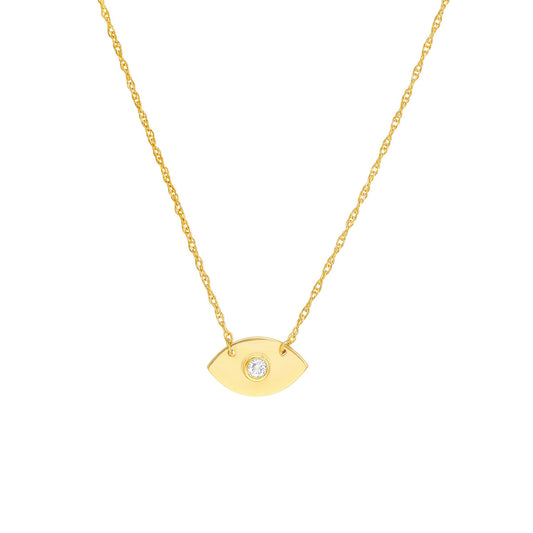 14K Gold Diamond Adjustable Necklace So You Diamond Evil Eye Necklace