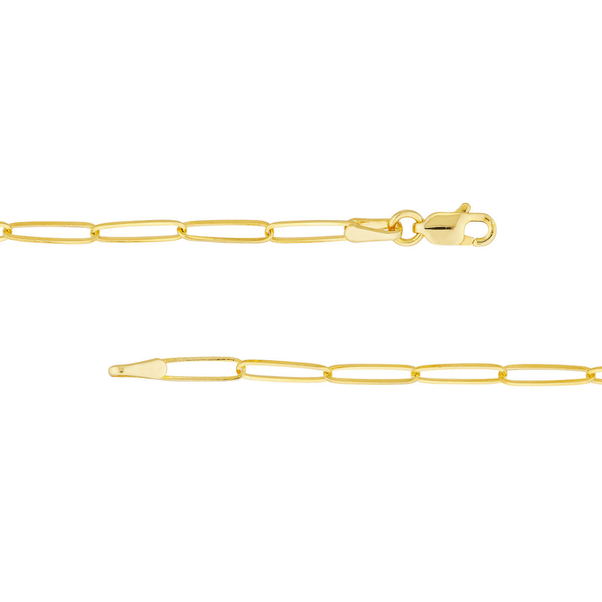 14K Gold Paperclip Chain Statement Necklace Paper Clip Chain Y-Necklace with Dis