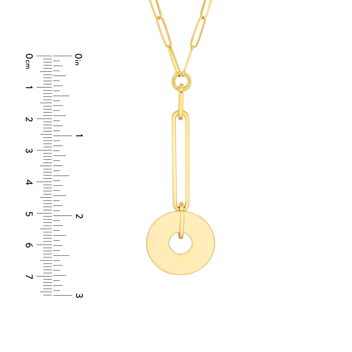 14K Gold Paperclip Chain Statement Necklace Paper Clip Chain Y-Necklace with Dis