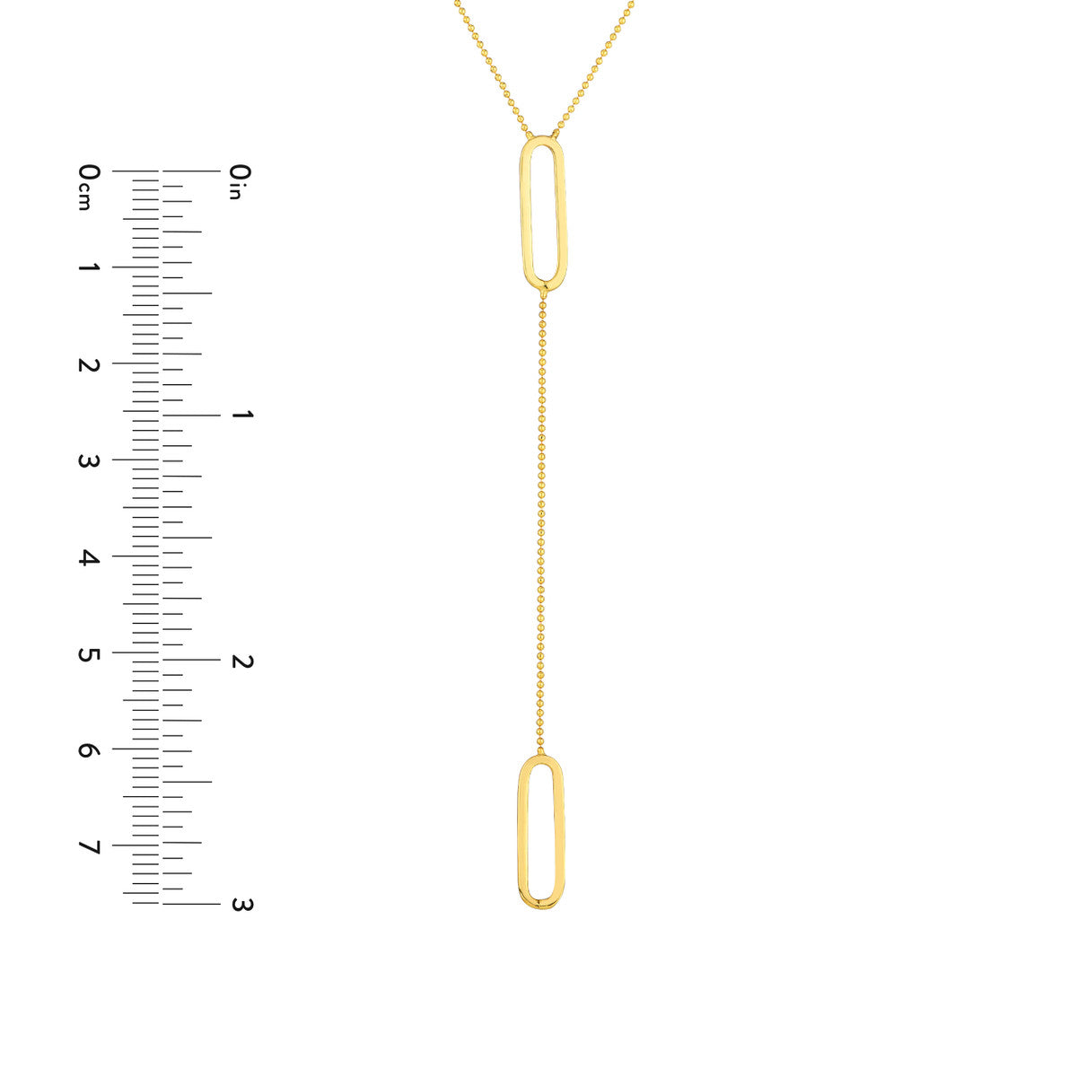 14K Gold Diamond Paperclip Chain Necklace Paper Clip Accented Y-Necklace