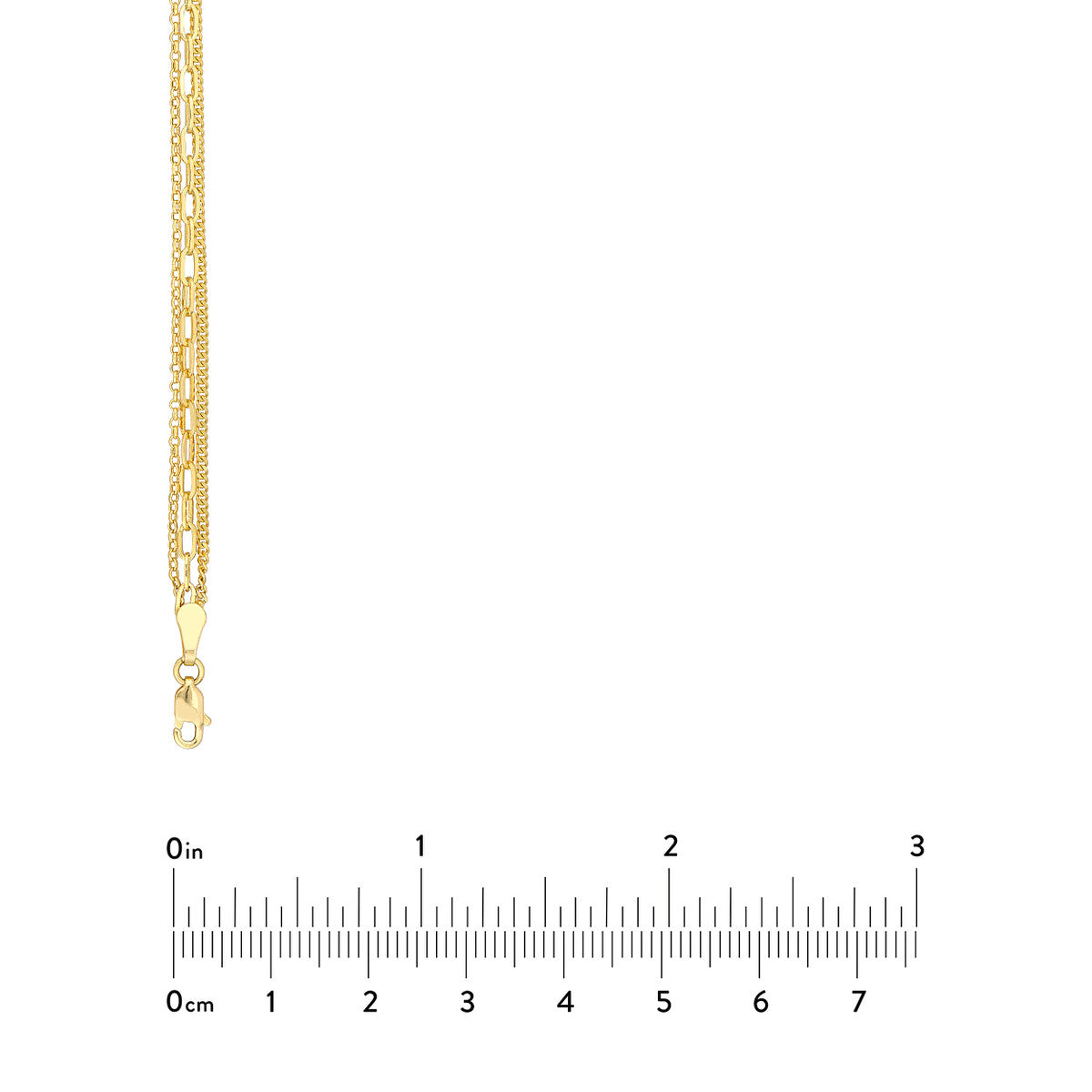 14K Gold Paperclip Chain Layered Necklace Rolo/Paper Clip/Curb Triple Chain Neck