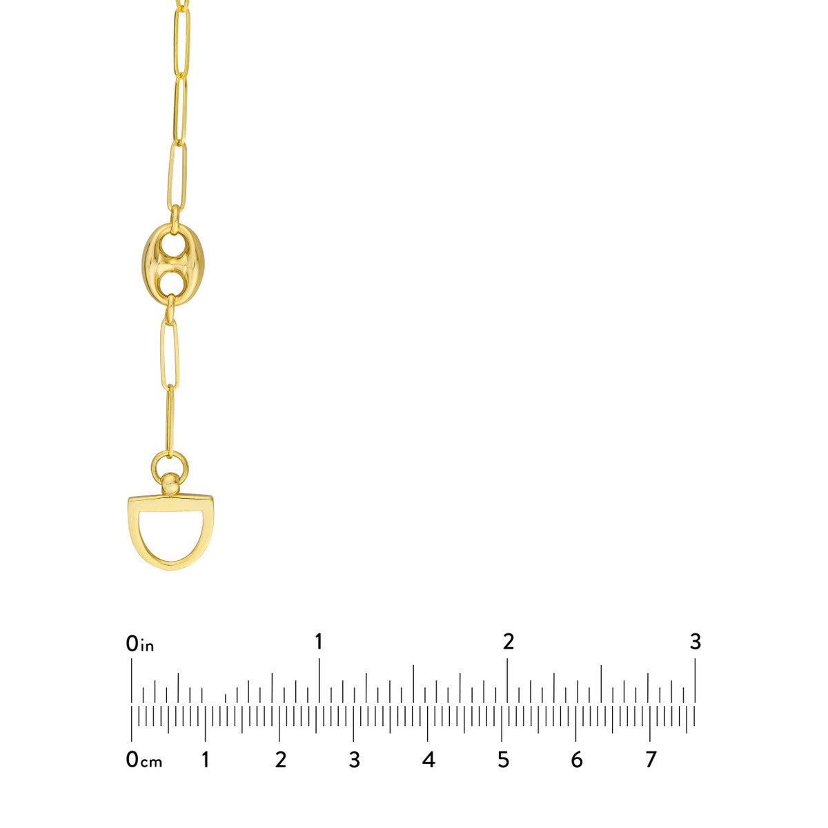 14K Gold Paperclip Chain Necklace Paper Clip Puff Mariner Toggle Necklace