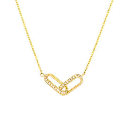 14K Gold Diamond Paperclip Link Adjustable Necklace Diamond Paper Clip Links Nec