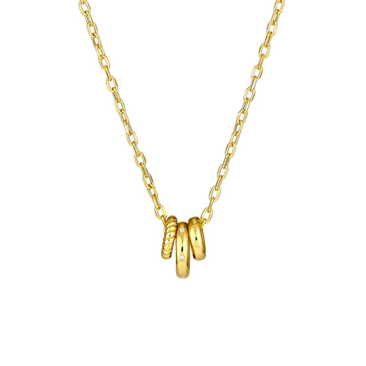 14K Gold Diamond Necklace Diamond Circle Trio Necklace