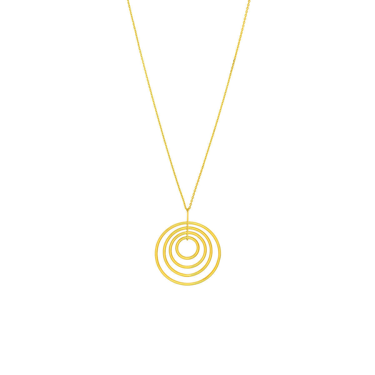 14K Gold Pendant Layered Necklace Concentric Circle Pendant Necklace