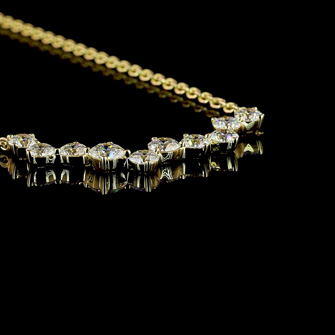 1.75 CT Round Lab Grown Diamond Pendant Necklace in 14K Yellow Gold – side view — Laura Milman New York