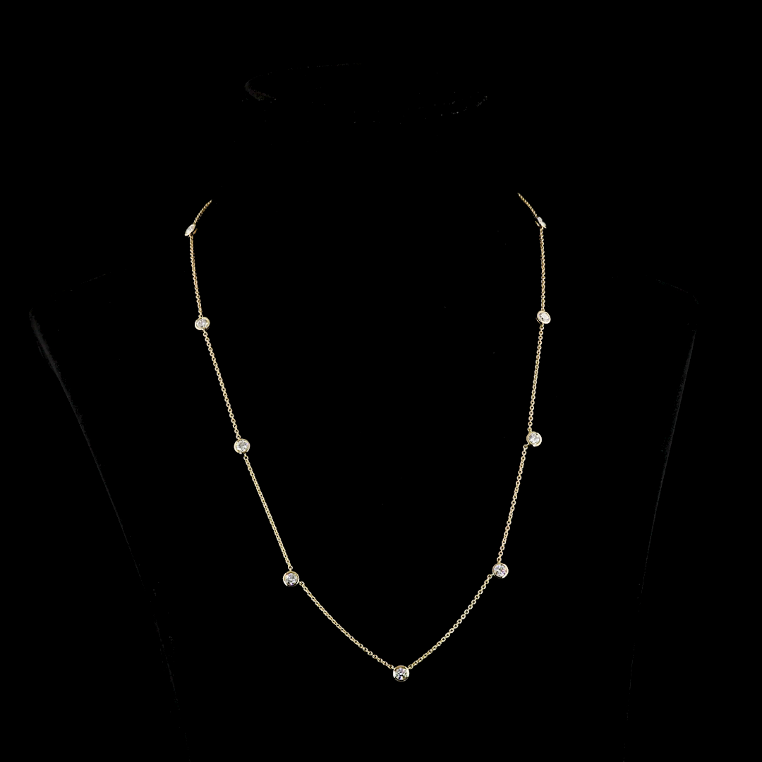 2.02 CT Round Lab Grown Diamond Station Necklace in 14K Yellow Gold — Laura Milman New York