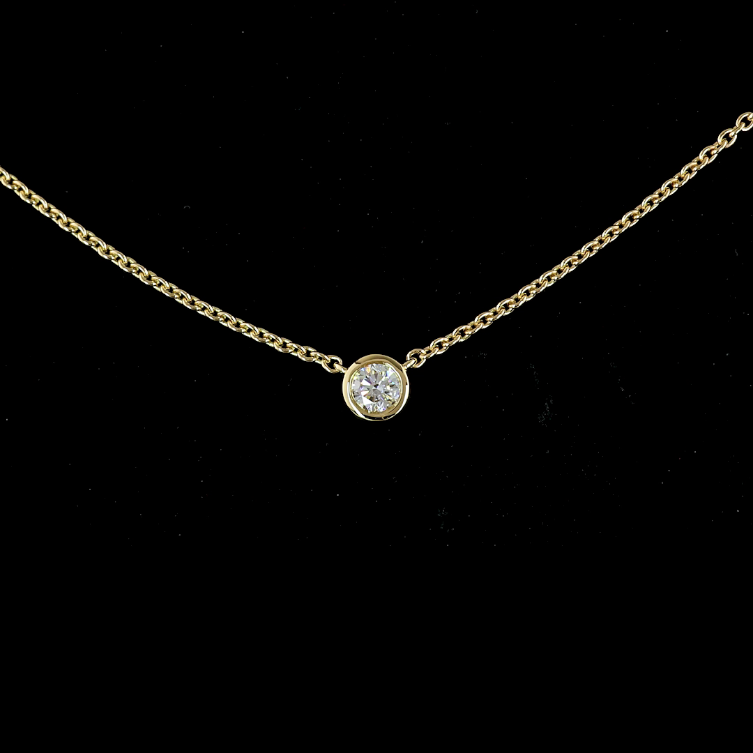 2.02 CT Round Lab Grown Diamond Station Necklace in 14K Yellow Gold – close-up — Laura Milman New York