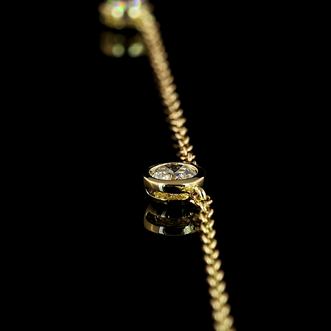 2.02 CT Round Lab Grown Diamond Station Necklace in 14K Yellow Gold – side view — Laura Milman New York