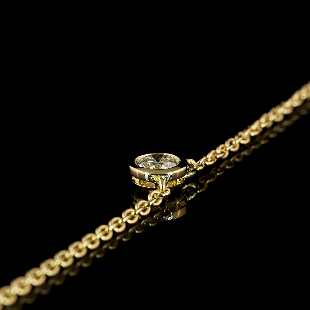 2.02 CT Round Lab Grown Diamond Station Necklace in 14K Yellow Gold – detail — Laura Milman New York