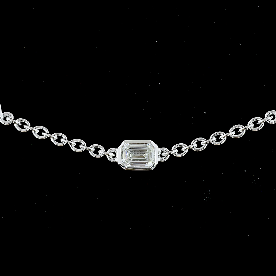 8.37 CT Marquise Lab Grown Diamond Station Necklace in 14K White Gold – close-up — Laura Milman New York