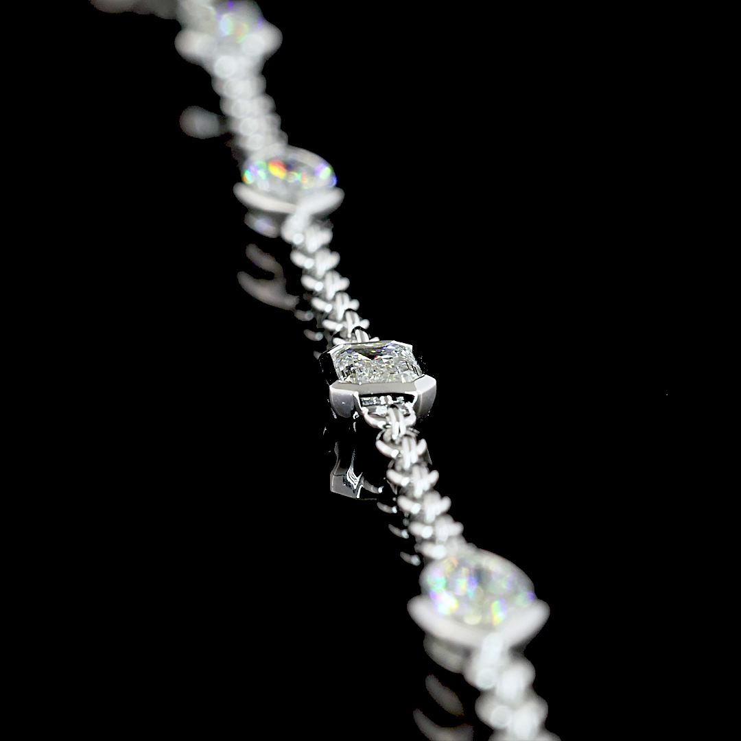 8.37 CT Marquise Lab Grown Diamond Station Necklace in 14K White Gold – side view — Laura Milman New York