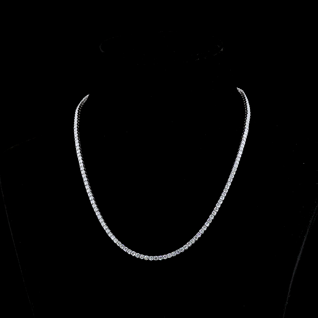 9.56 CT Round Lab Grown Diamond Tennis Necklace in 14K White Gold — Laura Milman New York