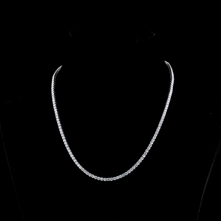 Lab-Grown Round Diamond Tennis Necklace in 14K White Gold