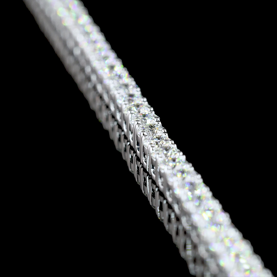 9.56 CT Round Lab Grown Diamond Tennis Necklace in 14K White Gold – side view — Laura Milman New York