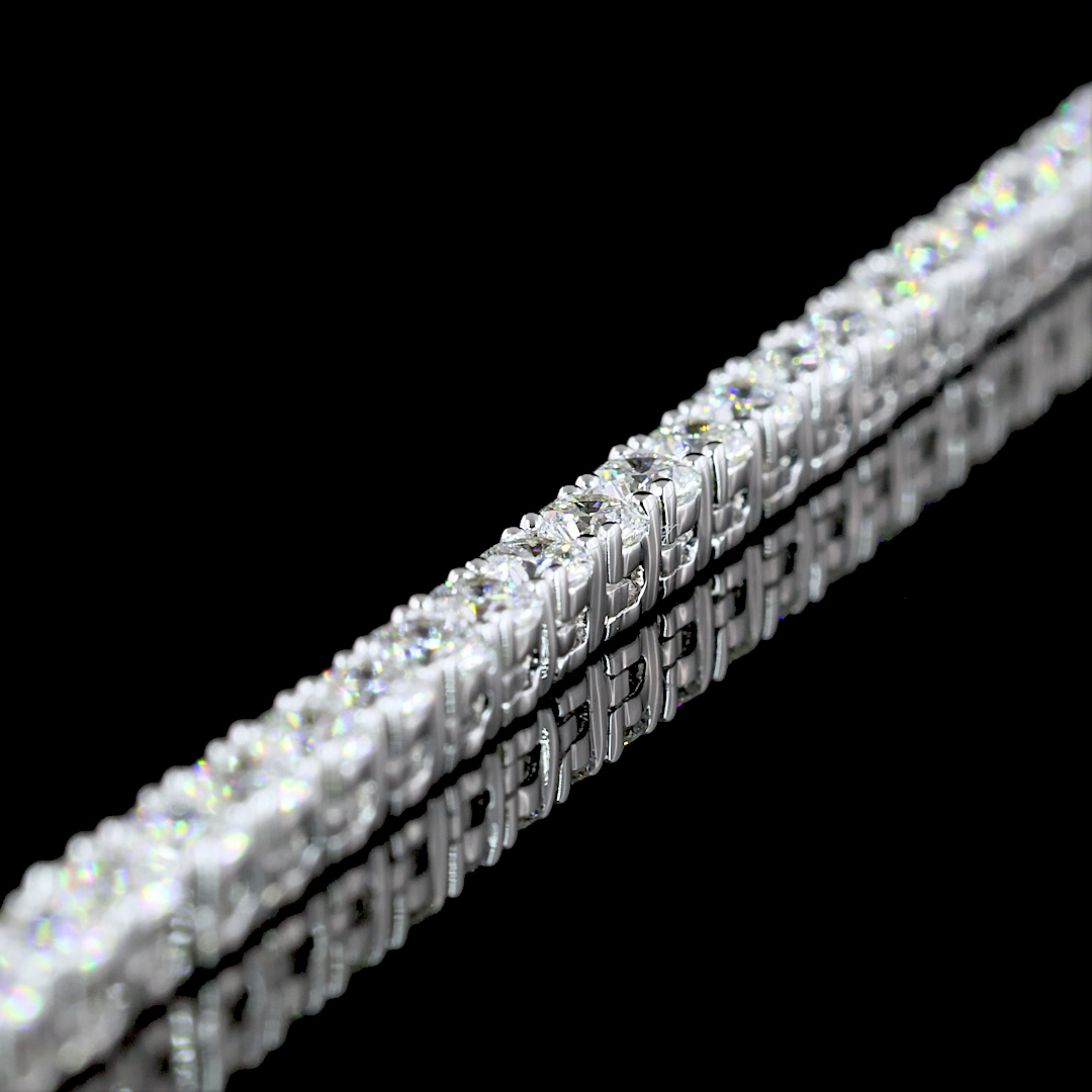9.56 CT Round Lab Grown Diamond Tennis Necklace in 14K White Gold – detail — Laura Milman New York