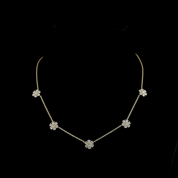 2.9 CT Round Lab Grown Diamond Station Necklace in 18K Yellow Gold