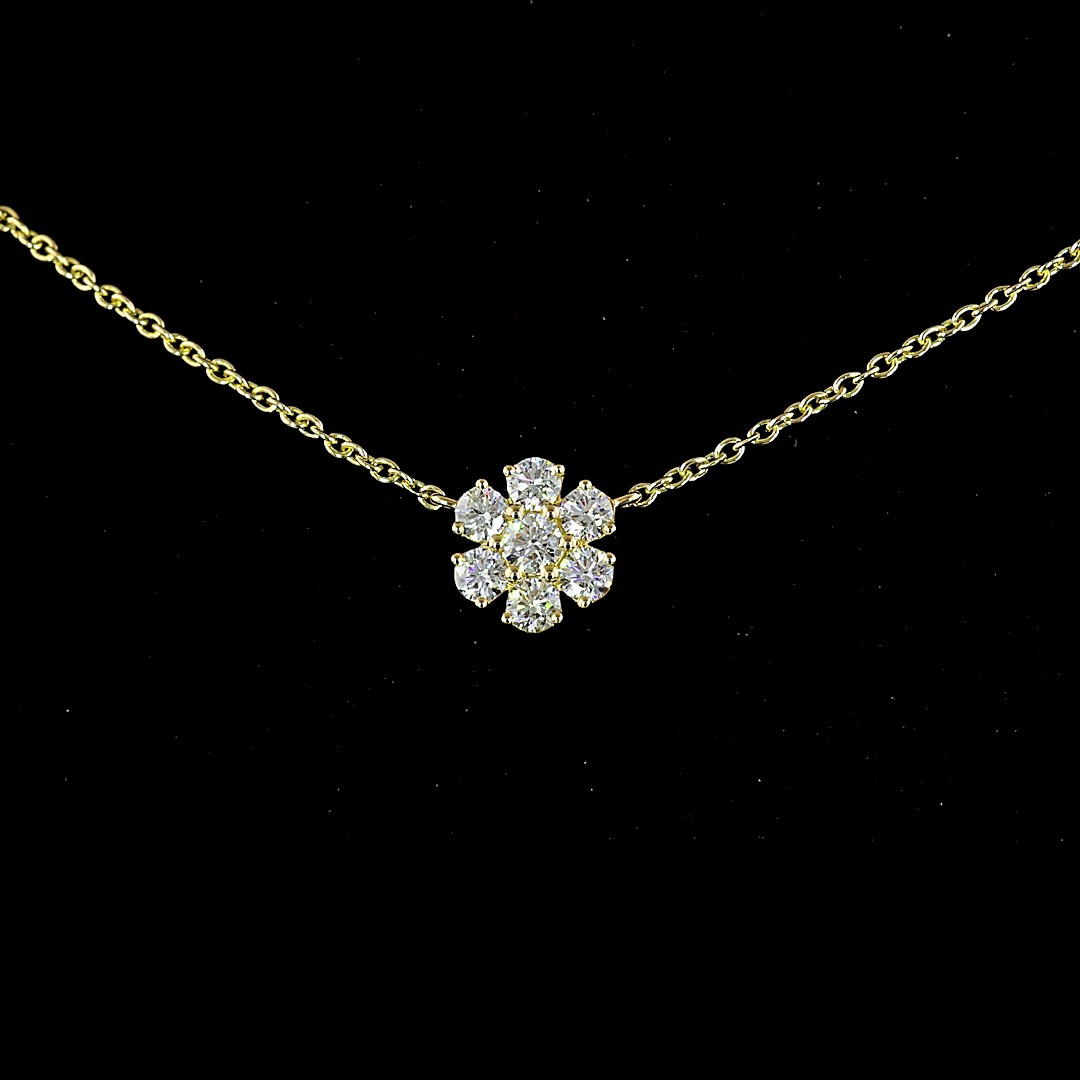 2.9 CT Round Lab Grown Diamond Station Necklace in 18K Yellow Gold – close-up — Laura Milman New York