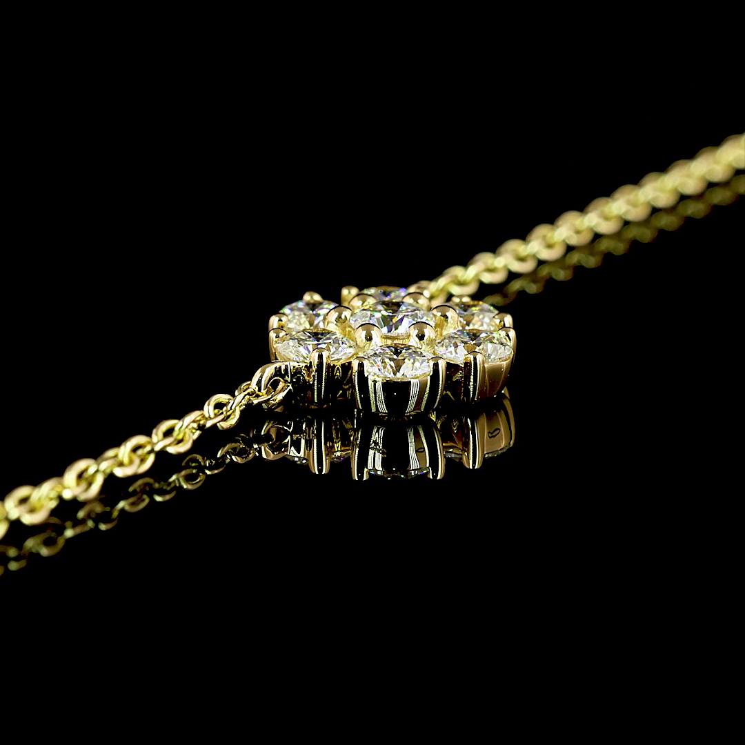 2.9 CT Round Lab Grown Diamond Station Necklace in 18K Yellow Gold – detail — Laura Milman New York