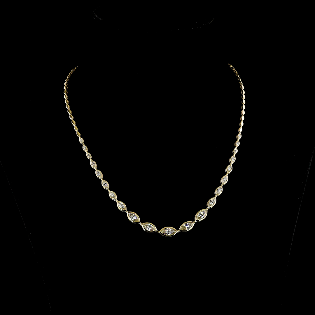 5.09 CT Marquise Lab Grown Diamond Riviera Necklace in 14K Yellow Gold — Laura Milman New York