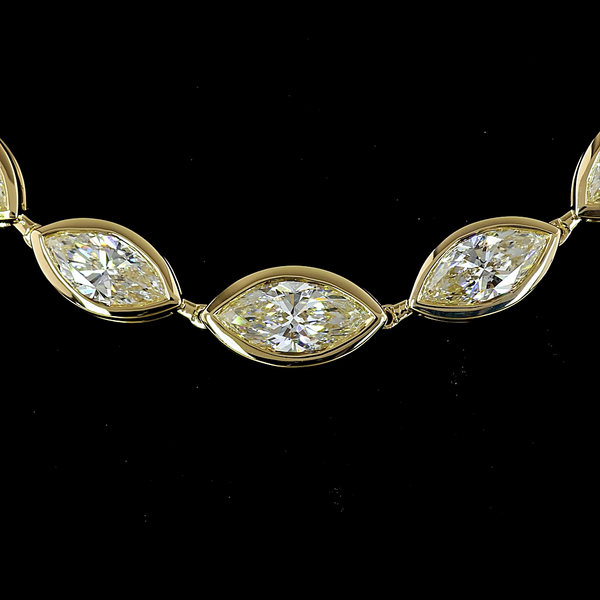5.09 CT Marquise Lab Grown Diamond Riviera Necklace in 14K Yellow Gold – close-up