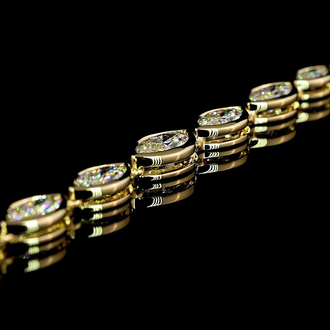 5.09 CT Marquise Lab Grown Diamond Riviera Necklace in 14K Yellow Gold – side view — Laura Milman New York