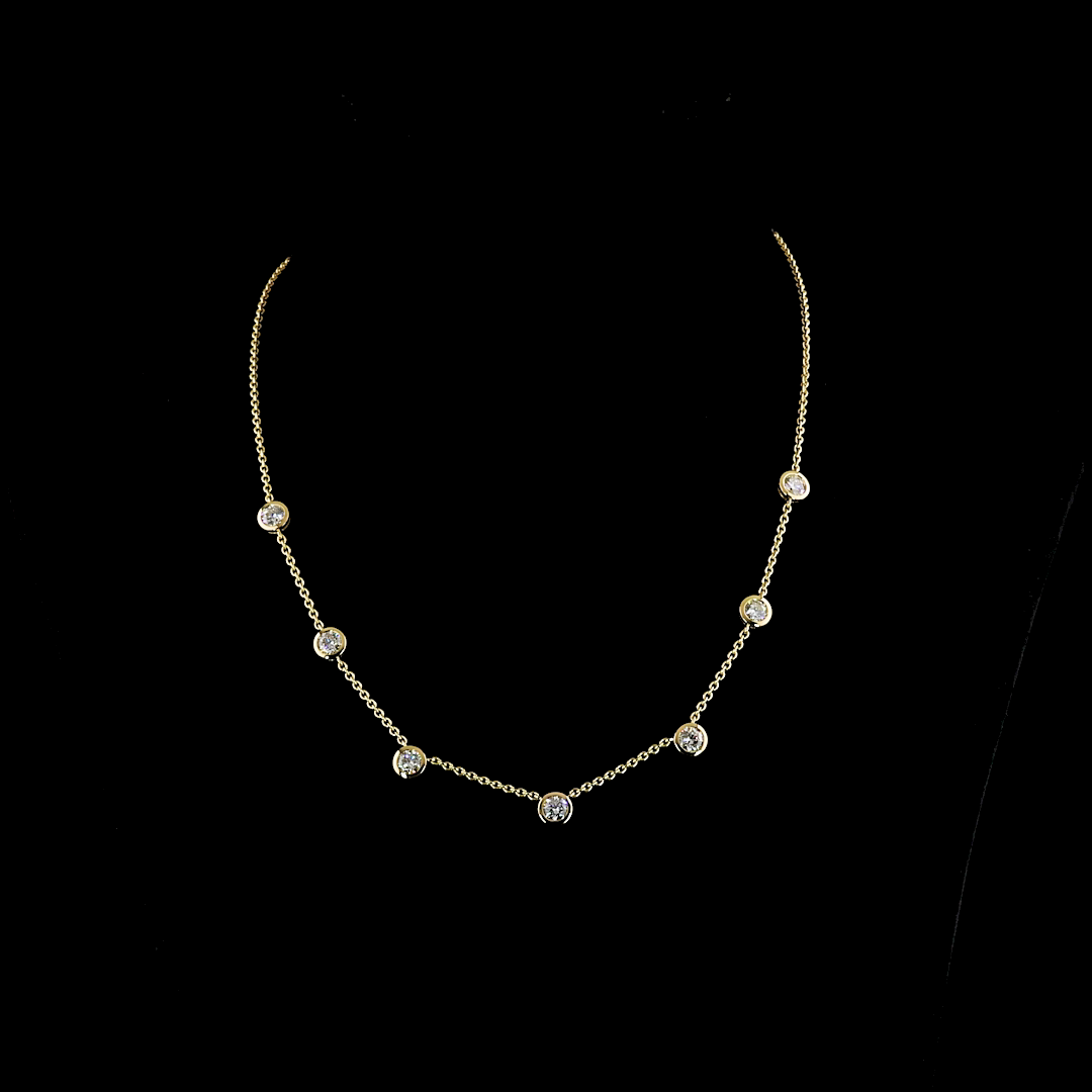 2.84 CT Round Lab Grown Diamond Station Necklace in 14K Yellow Gold — Laura Milman New York