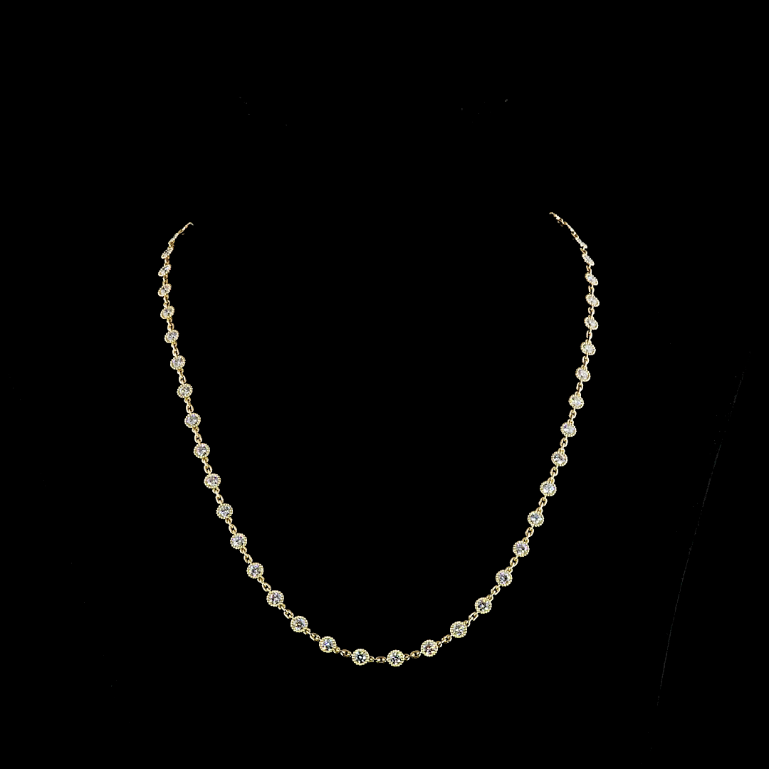 6.4 CT Round Lab Grown Diamond Station Necklace in 14K Yellow Gold — Laura Milman New York