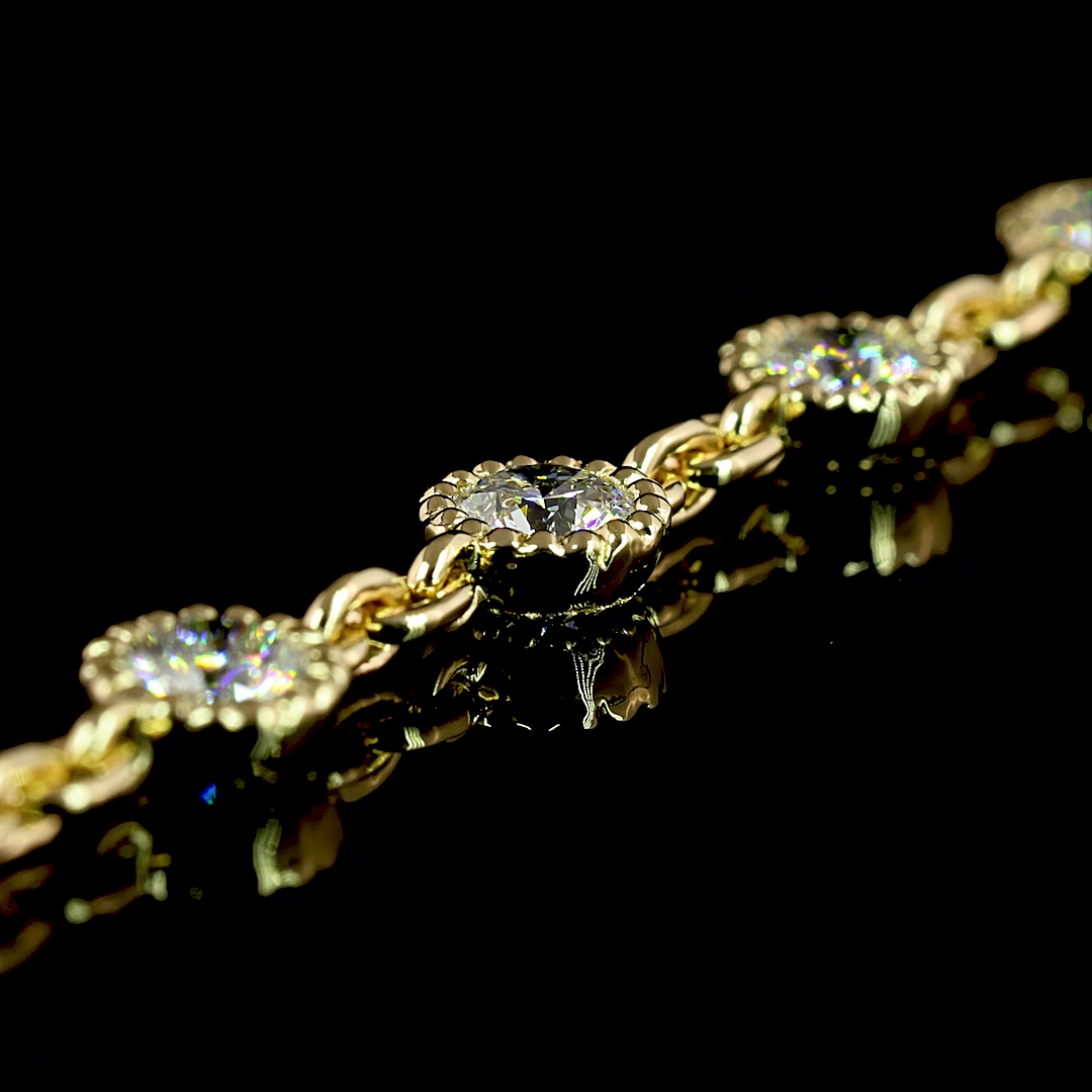 6.4 CT Round Lab Grown Diamond Station Necklace in 14K Yellow Gold – side view — Laura Milman New York
