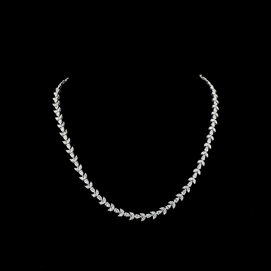 11.65 CT Mixed Shape Lab Grown Diamond Tennis Necklace in 14K White Gold — Laura Milman New York