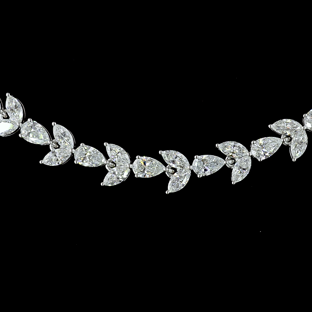 11.65 CT Mixed Shape Lab Grown Diamond Tennis Necklace in 14K White Gold – close-up — Laura Milman New York
