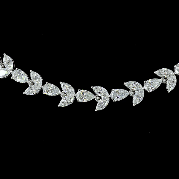 11.65 CT Mixed Shape Lab Grown Diamond Tennis Necklace in 14K White Gold – close-up
