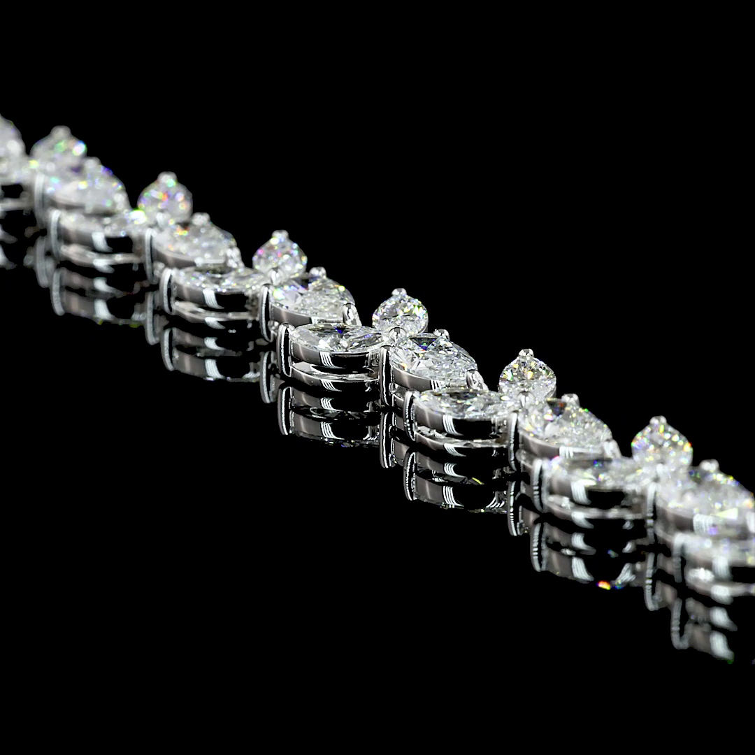 11.65 CT Mixed Shape Lab Grown Diamond Tennis Necklace in 14K White Gold – detail — Laura Milman New York