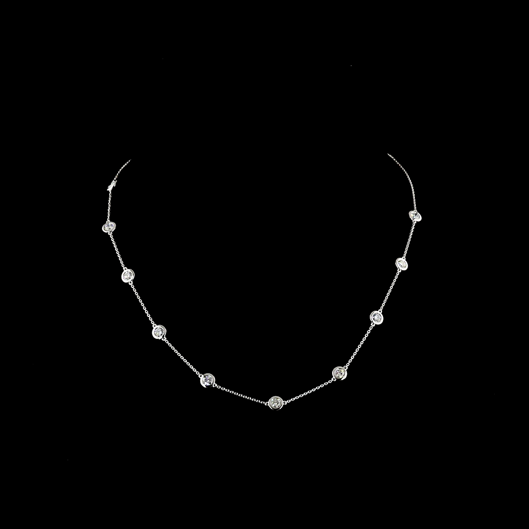 1.96 CT Round Lab Grown Diamond Station Necklace in 14K White Gold — Laura Milman New York