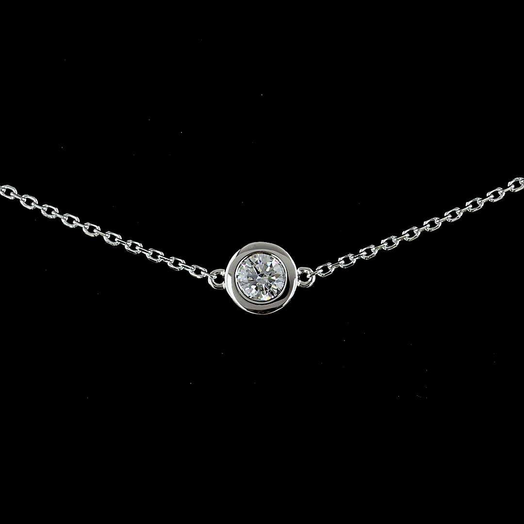1.96 CT Round Lab Grown Diamond Station Necklace in 14K White Gold – close-up — Laura Milman New York