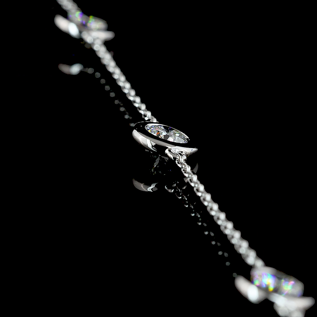 1.96 CT Round Lab Grown Diamond Station Necklace in 14K White Gold – side view — Laura Milman New York