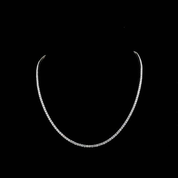 Lab-Grown Round Diamond Tennis Necklace — Prong — 7.73 ct 14K WHITE GOLD