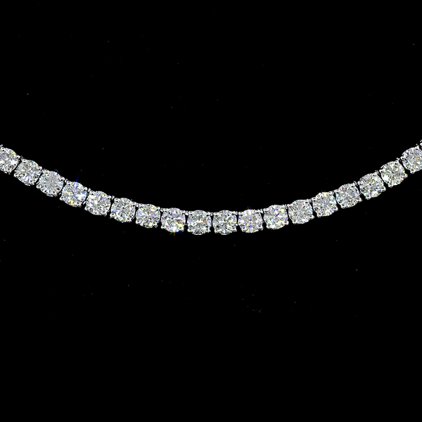 Lab-Grown Round Diamond Tennis Necklace — Prong — 7.73 ct 14K WHITE GOLD