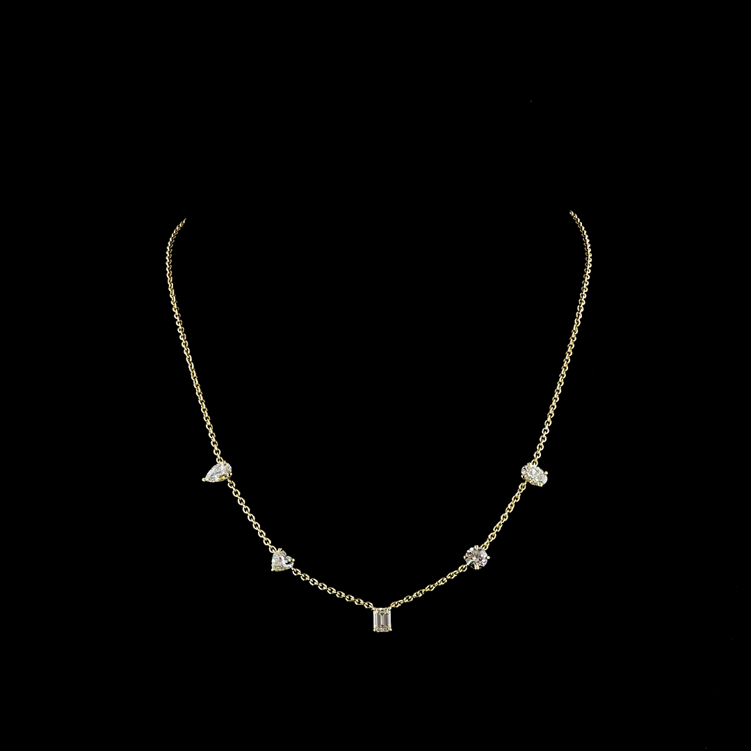 2.6 CT Round Lab Grown Diamond Station Necklace in 14K Yellow Gold — Laura Milman New York