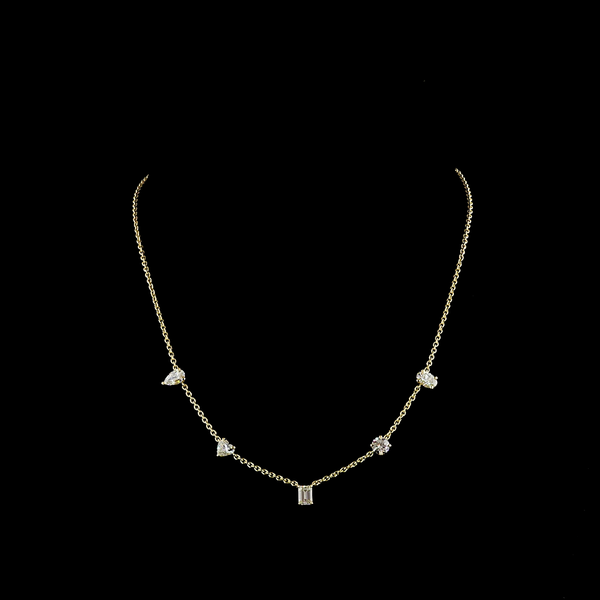 2.6 CT Round Lab Grown Diamond Station Necklace in 14K Yellow Gold