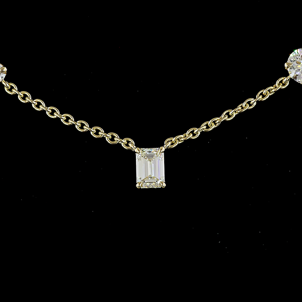 2.6 CT Round Lab Grown Diamond Station Necklace in 14K Yellow Gold – close-up