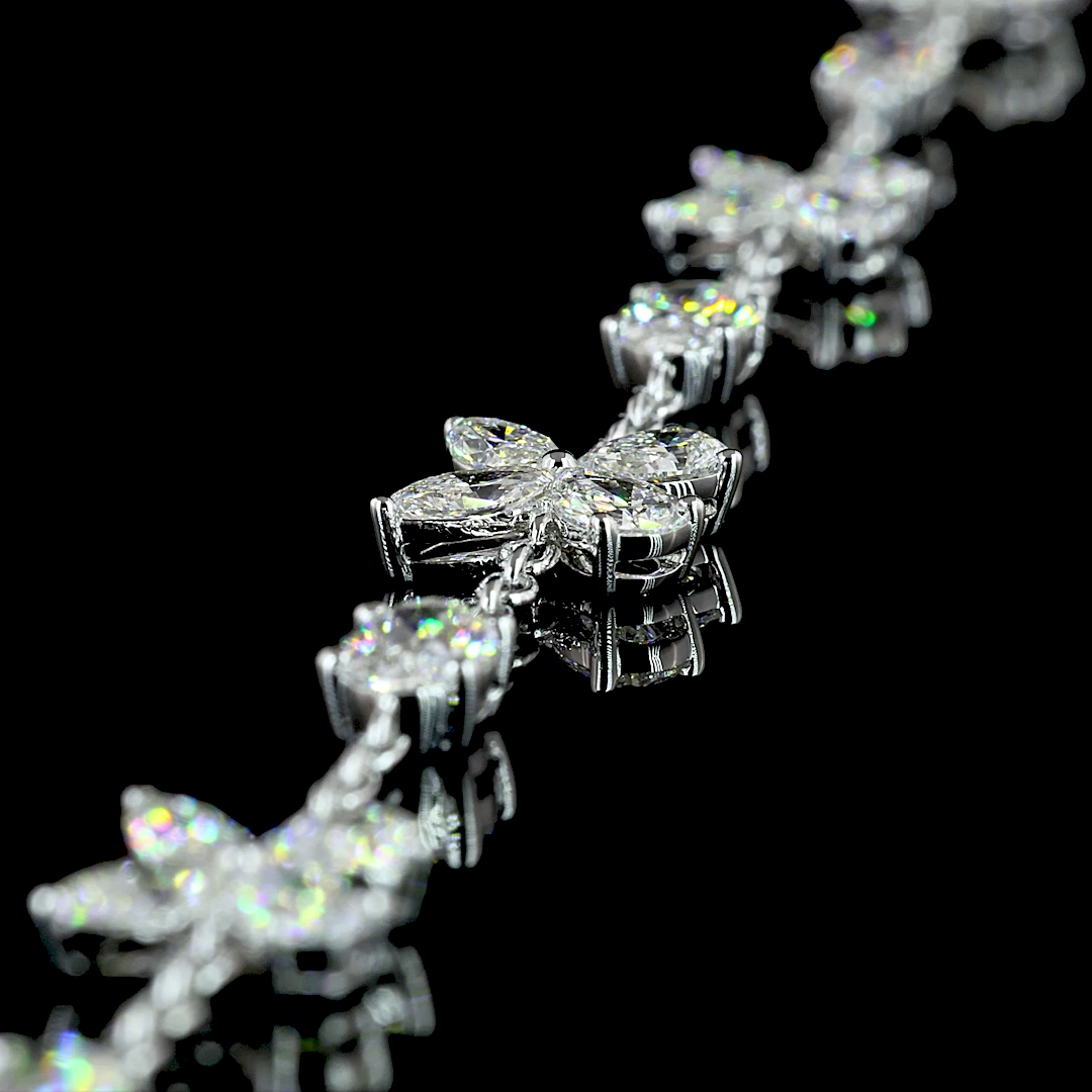 5.13 CT Oval Lab Grown Diamond Station Necklace in 14K White Gold – detail — Laura Milman New York