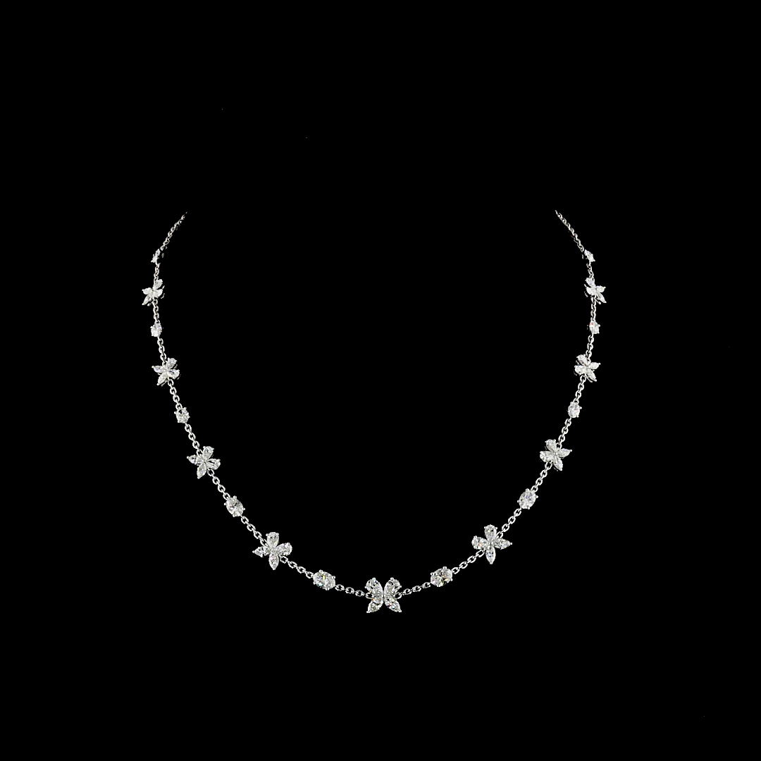 5.18 CT Oval Lab Grown Diamond Station Necklace in 14K White Gold — Laura Milman New York