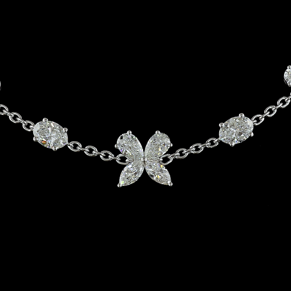 5.18 CT Oval Lab Grown Diamond Station Necklace in 14K White Gold – close-up