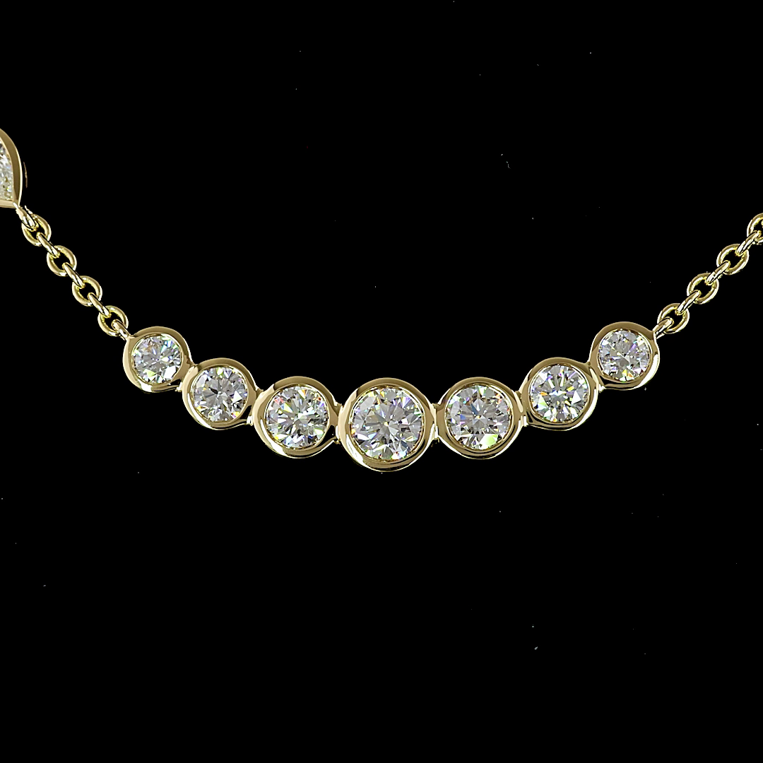 3.16 CT Mixed Shape Lab Grown Diamond Station Necklace in 14K Yellow Gold – close-up — Laura Milman New York