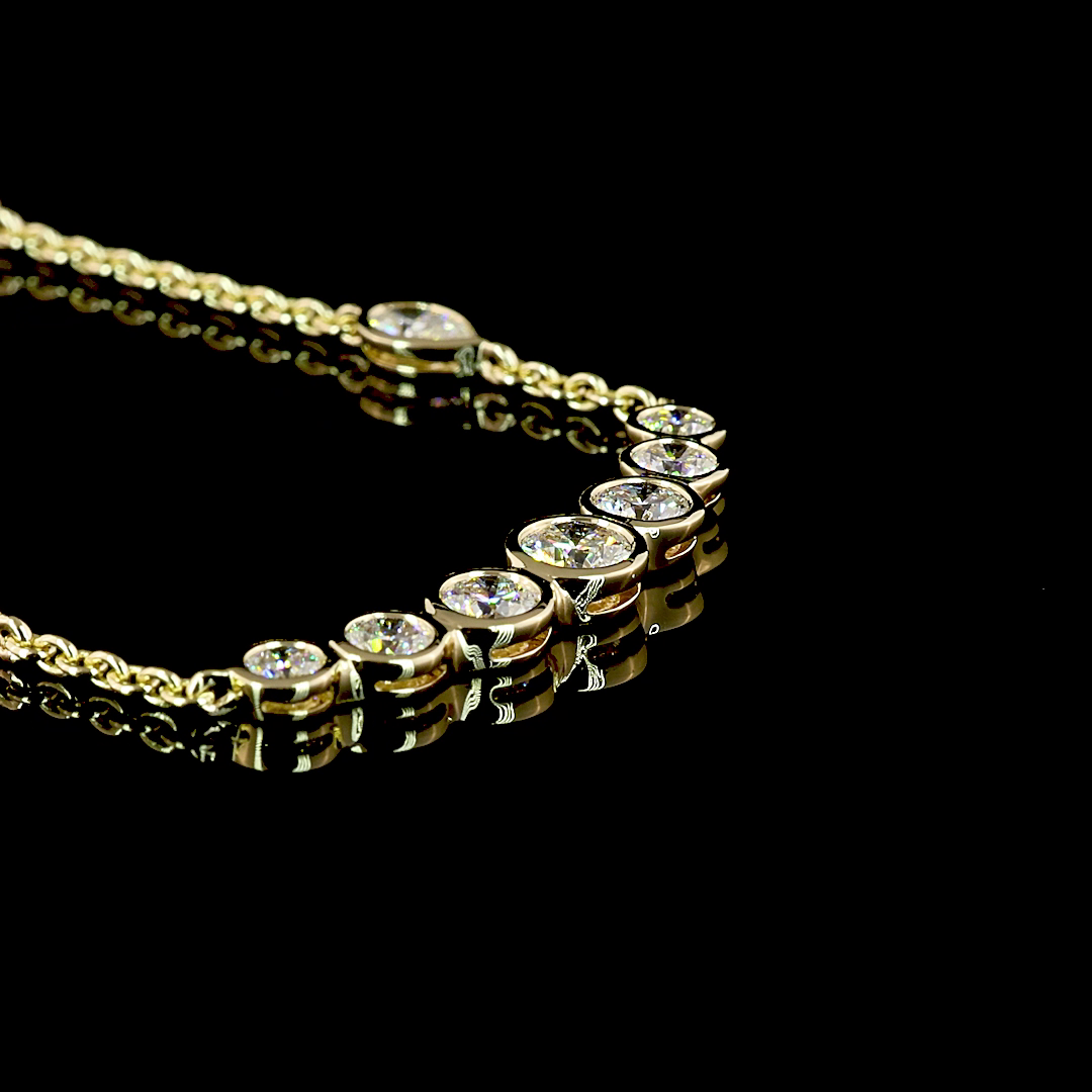 3.16 CT Mixed Shape Lab Grown Diamond Station Necklace in 14K Yellow Gold – side view — Laura Milman New York