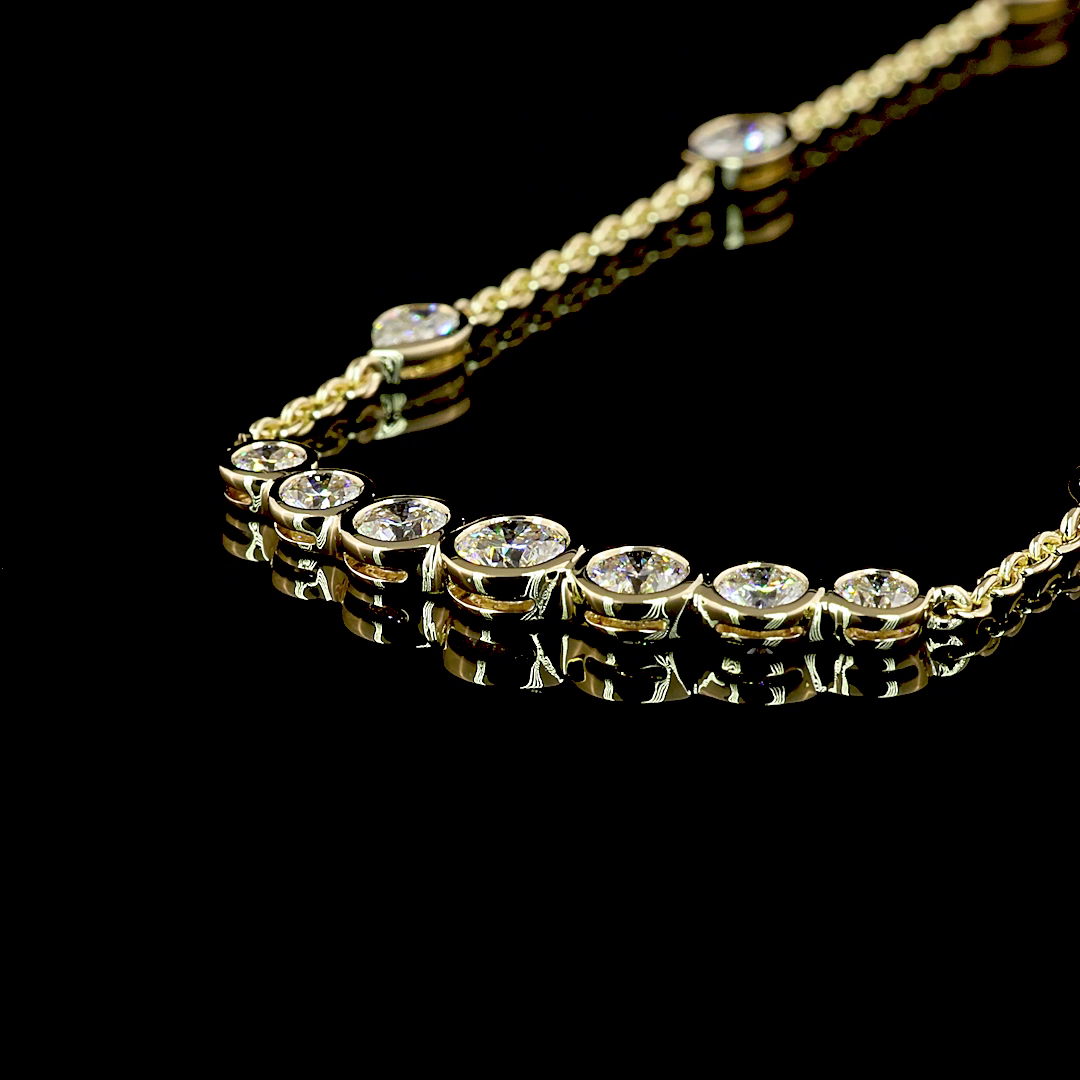 3.16 CT Mixed Shape Lab Grown Diamond Station Necklace in 14K Yellow Gold – detail — Laura Milman New York