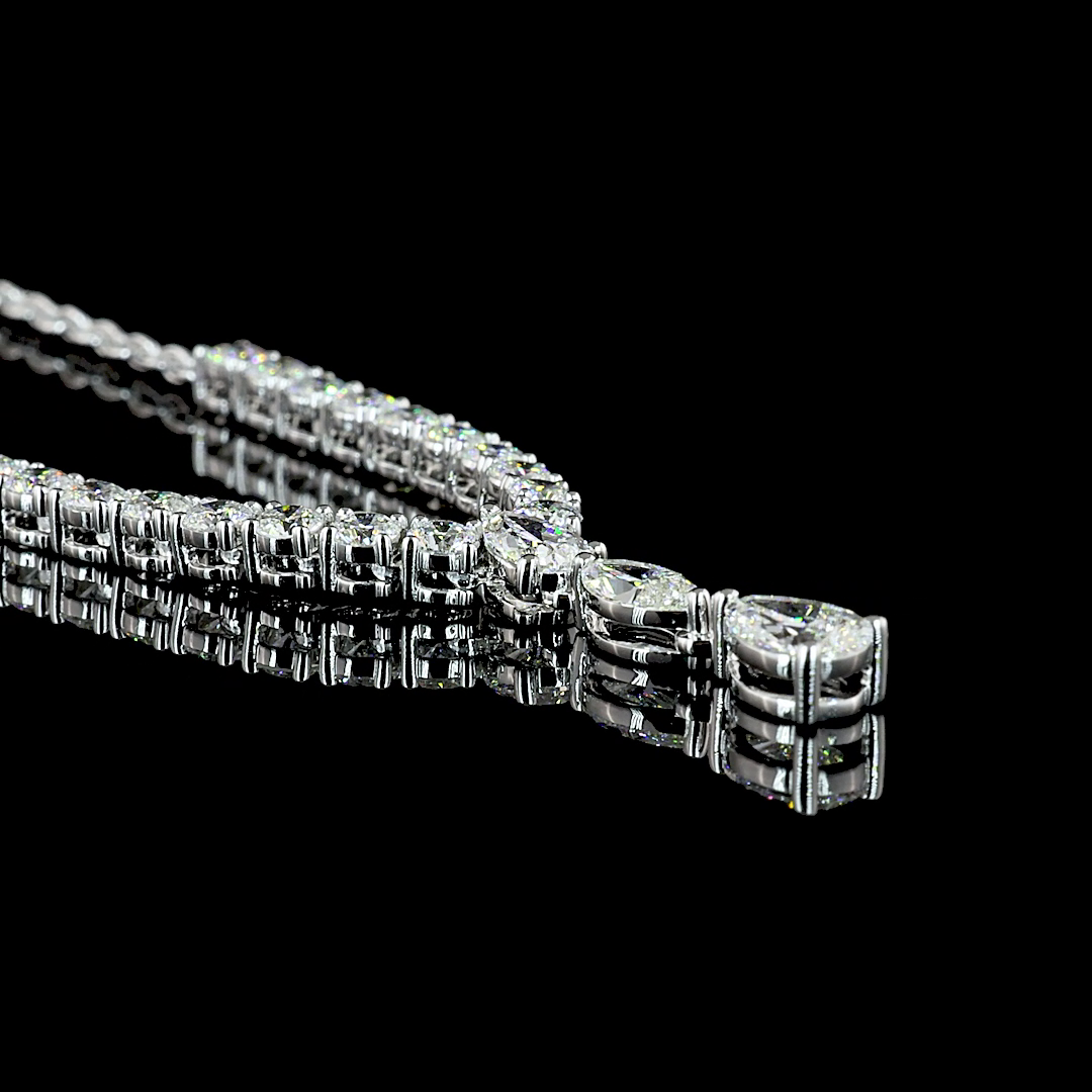 3.07 CT Mixed Shape Lab Grown Diamond Statement Necklace in 14K White Gold – side view — Laura Milman New York